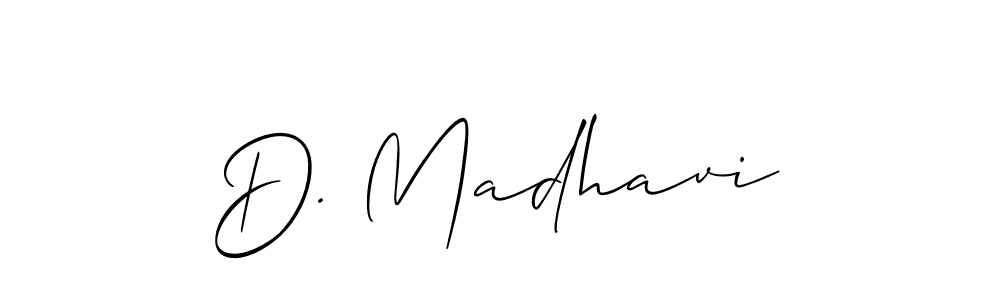 Make a short D. Madhavi signature style. Manage your documents anywhere anytime using Allison_Script. Create and add eSignatures, submit forms, share and send files easily. D. Madhavi signature style 2 images and pictures png