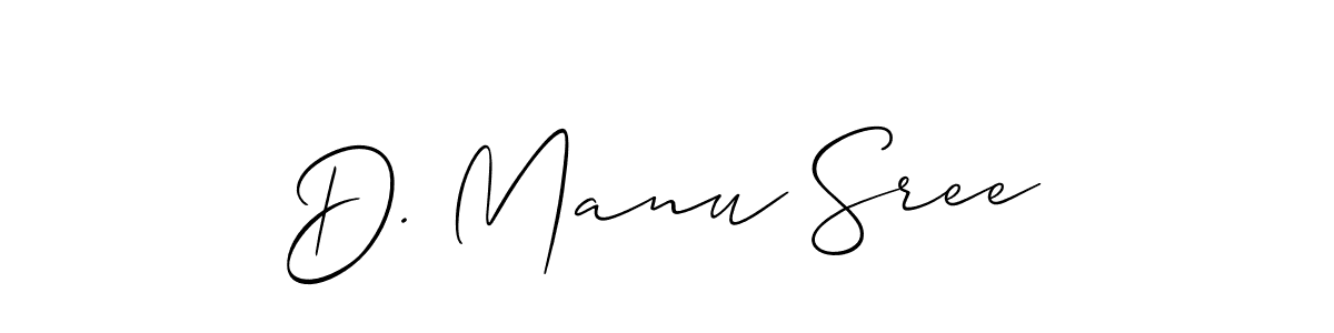 Create a beautiful signature design for name D. Manu Sree. With this signature (Allison_Script) fonts, you can make a handwritten signature for free. D. Manu Sree signature style 2 images and pictures png
