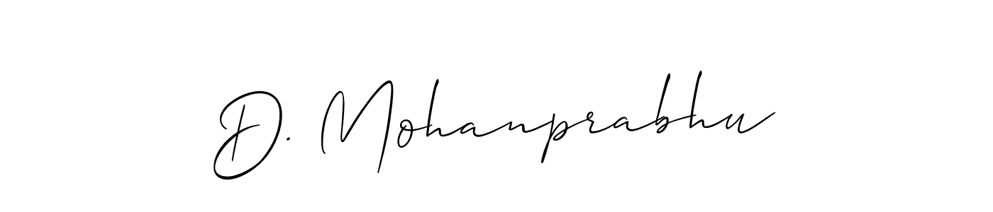 Allison_Script is a professional signature style that is perfect for those who want to add a touch of class to their signature. It is also a great choice for those who want to make their signature more unique. Get D. Mohanprabhu name to fancy signature for free. D. Mohanprabhu signature style 2 images and pictures png