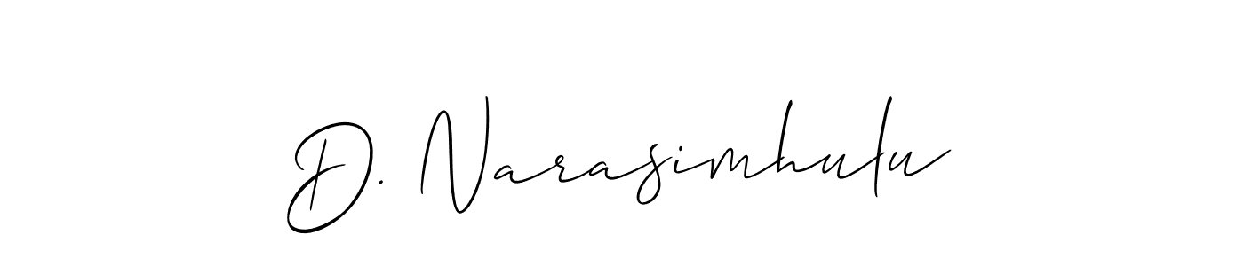 Make a beautiful signature design for name D. Narasimhulu. With this signature (Allison_Script) style, you can create a handwritten signature for free. D. Narasimhulu signature style 2 images and pictures png