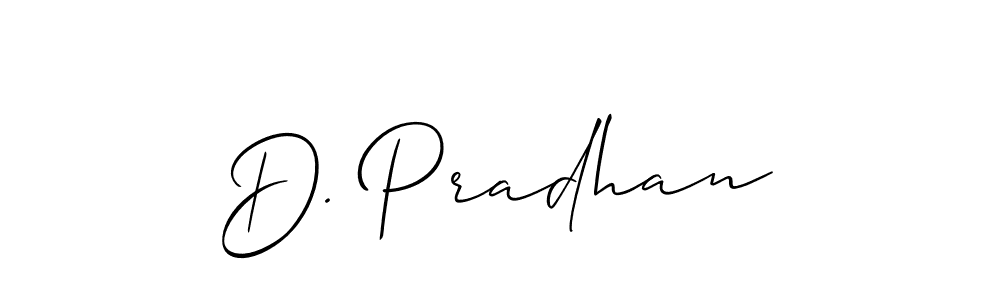 How to make D. Pradhan name signature. Use Allison_Script style for creating short signs online. This is the latest handwritten sign. D. Pradhan signature style 2 images and pictures png