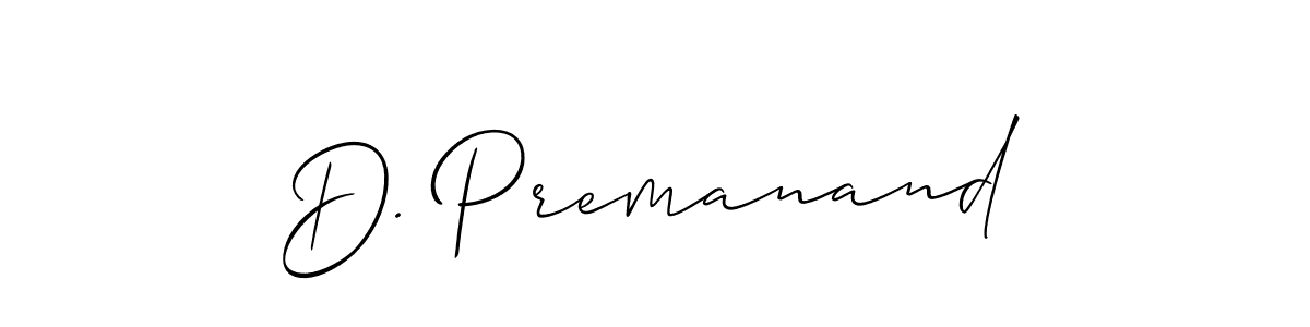 Also You can easily find your signature by using the search form. We will create D. Premanand name handwritten signature images for you free of cost using Allison_Script sign style. D. Premanand signature style 2 images and pictures png