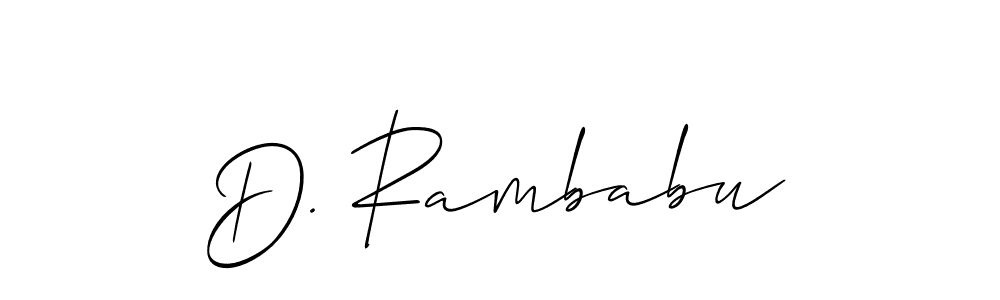 Make a short D. Rambabu signature style. Manage your documents anywhere anytime using Allison_Script. Create and add eSignatures, submit forms, share and send files easily. D. Rambabu signature style 2 images and pictures png