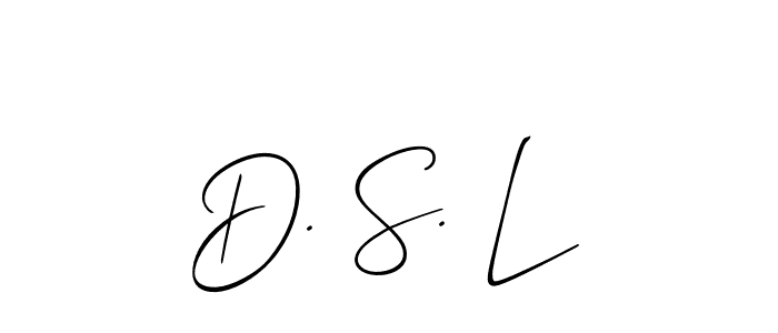 The best way (Allison_Script) to make a short signature is to pick only two or three words in your name. The name D. S. L include a total of six letters. For converting this name. D. S. L signature style 2 images and pictures png