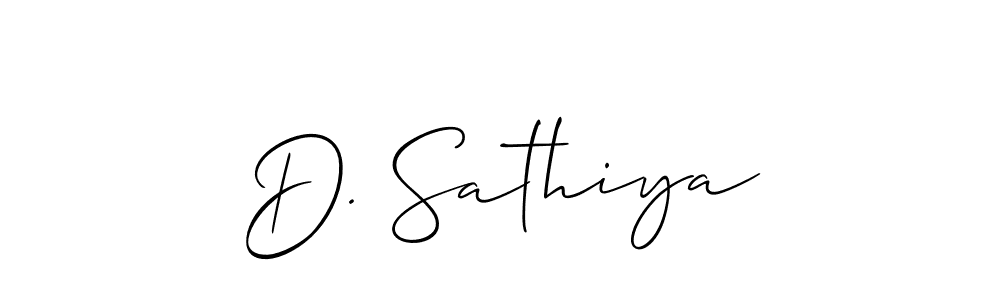The best way (Allison_Script) to make a short signature is to pick only two or three words in your name. The name D. Sathiya include a total of six letters. For converting this name. D. Sathiya signature style 2 images and pictures png