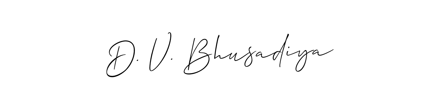 if you are searching for the best signature style for your name D. V. Bhusadiya. so please give up your signature search. here we have designed multiple signature styles  using Allison_Script. D. V. Bhusadiya signature style 2 images and pictures png