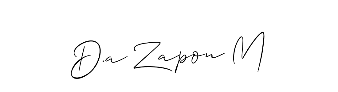 How to Draw D.a Zapon M signature style? Allison_Script is a latest design signature styles for name D.a Zapon M. D.a Zapon M signature style 2 images and pictures png