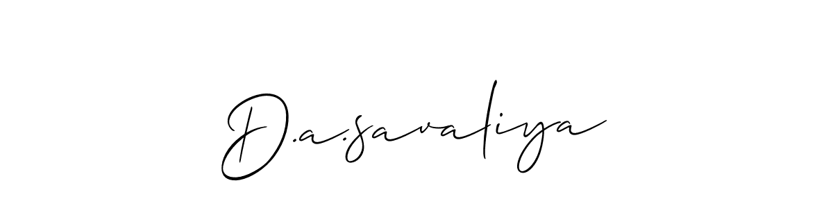 Similarly Allison_Script is the best handwritten signature design. Signature creator online .You can use it as an online autograph creator for name D.a.savaliya. D.a.savaliya signature style 2 images and pictures png