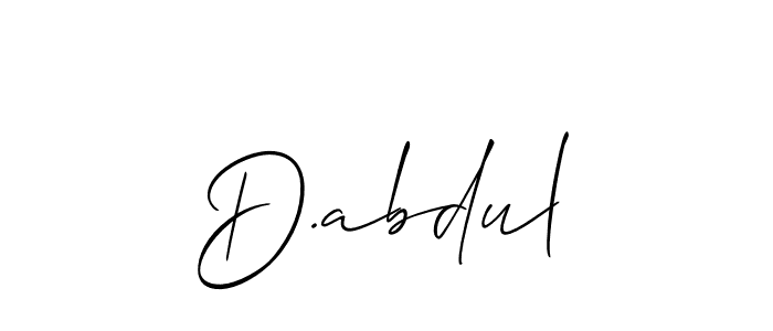 The best way (Allison_Script) to make a short signature is to pick only two or three words in your name. The name D.abdul include a total of six letters. For converting this name. D.abdul signature style 2 images and pictures png
