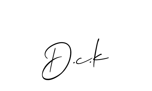 The best way (Allison_Script) to make a short signature is to pick only two or three words in your name. The name D.c.k include a total of six letters. For converting this name. D.c.k signature style 2 images and pictures png