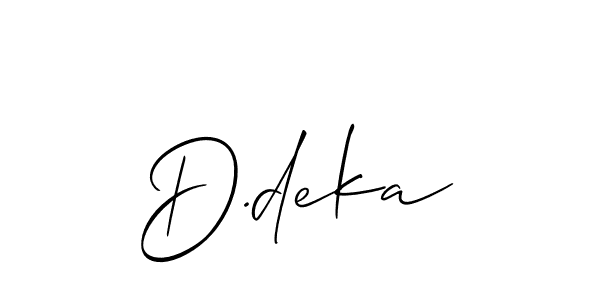 How to make D.deka signature? Allison_Script is a professional autograph style. Create handwritten signature for D.deka name. D.deka signature style 2 images and pictures png