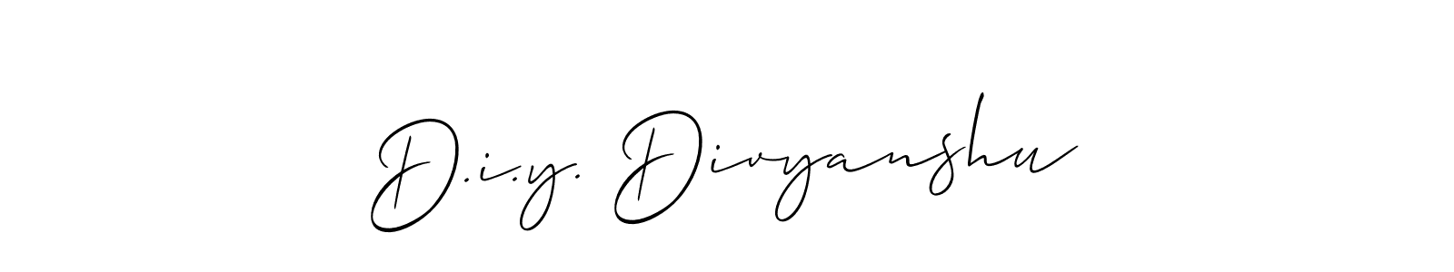How to make D.i.y. Divyanshu name signature. Use Allison_Script style for creating short signs online. This is the latest handwritten sign. D.i.y. Divyanshu signature style 2 images and pictures png