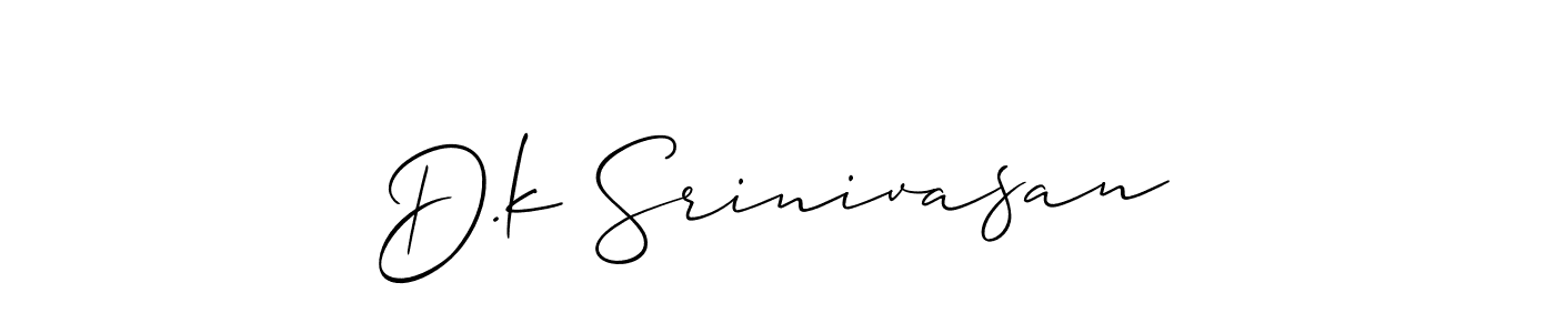 Use a signature maker to create a handwritten signature online. With this signature software, you can design (Allison_Script) your own signature for name D.k Srinivasan. D.k Srinivasan signature style 2 images and pictures png