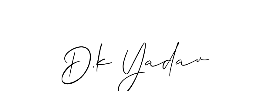 if you are searching for the best signature style for your name D.k Yadav. so please give up your signature search. here we have designed multiple signature styles  using Allison_Script. D.k Yadav signature style 2 images and pictures png