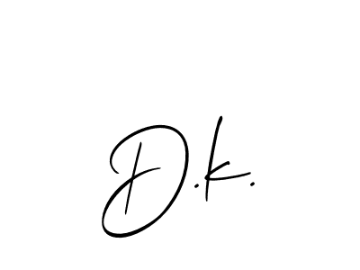 The best way (Allison_Script) to make a short signature is to pick only two or three words in your name. The name D.k. include a total of six letters. For converting this name. D.k. signature style 2 images and pictures png