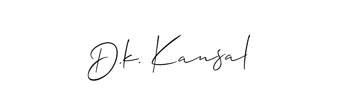 Also You can easily find your signature by using the search form. We will create D.k. Kansal name handwritten signature images for you free of cost using Allison_Script sign style. D.k. Kansal signature style 2 images and pictures png