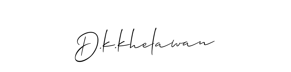 Use a signature maker to create a handwritten signature online. With this signature software, you can design (Allison_Script) your own signature for name D.k.khelawan. D.k.khelawan signature style 2 images and pictures png