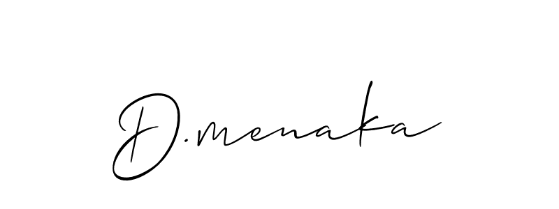 How to make D.menaka name signature. Use Allison_Script style for creating short signs online. This is the latest handwritten sign. D.menaka signature style 2 images and pictures png