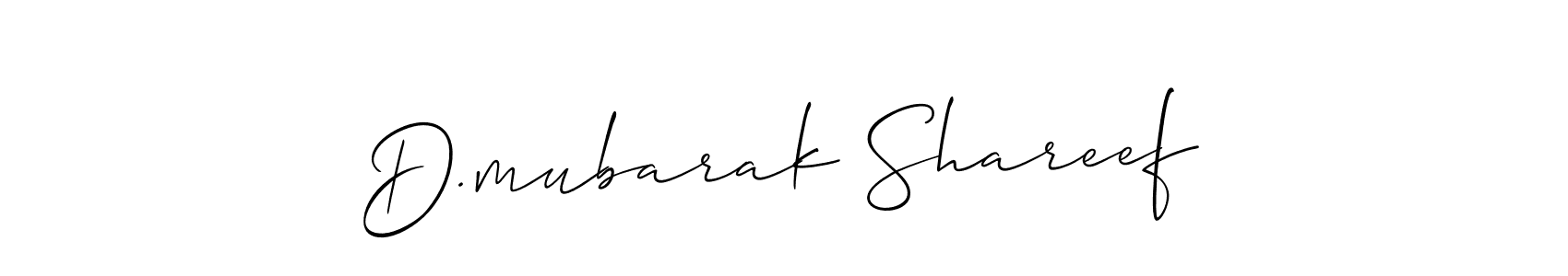 Make a beautiful signature design for name D.mubarak Shareef. With this signature (Allison_Script) style, you can create a handwritten signature for free. D.mubarak Shareef signature style 2 images and pictures png