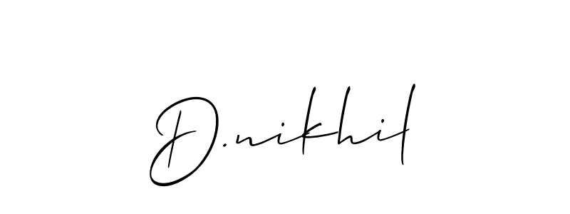 Use a signature maker to create a handwritten signature online. With this signature software, you can design (Allison_Script) your own signature for name D.nikhil. D.nikhil signature style 2 images and pictures png