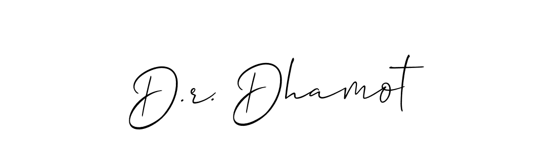The best way (Allison_Script) to make a short signature is to pick only two or three words in your name. The name D.r. Dhamot include a total of six letters. For converting this name. D.r. Dhamot signature style 2 images and pictures png