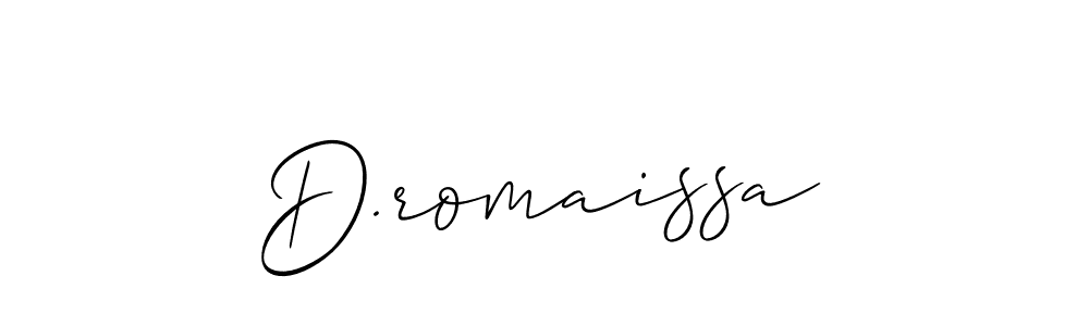 Make a short D.romaissa signature style. Manage your documents anywhere anytime using Allison_Script. Create and add eSignatures, submit forms, share and send files easily. D.romaissa signature style 2 images and pictures png