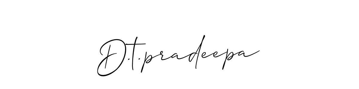 Make a beautiful signature design for name D.t.pradeepa. With this signature (Allison_Script) style, you can create a handwritten signature for free. D.t.pradeepa signature style 2 images and pictures png