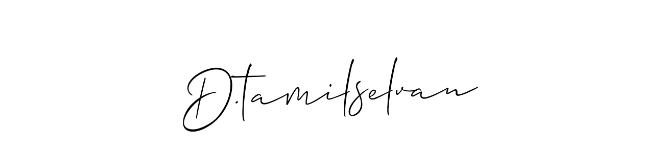 The best way (Allison_Script) to make a short signature is to pick only two or three words in your name. The name D.tamilselvan include a total of six letters. For converting this name. D.tamilselvan signature style 2 images and pictures png