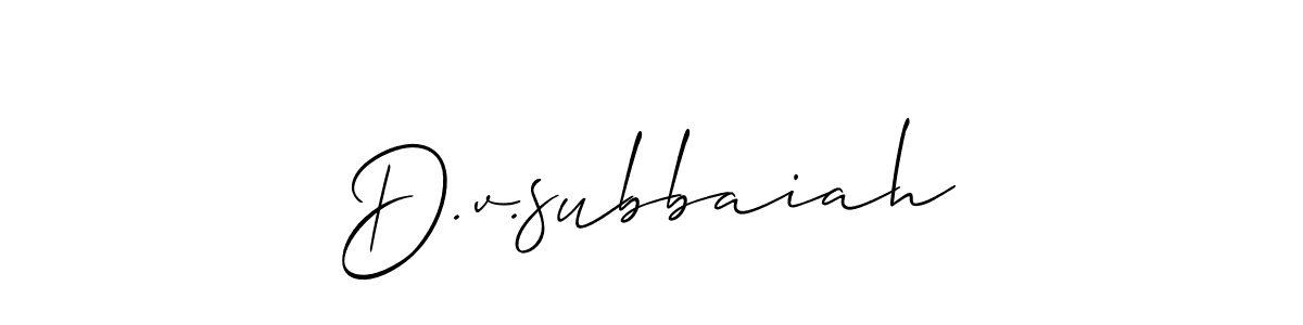 Use a signature maker to create a handwritten signature online. With this signature software, you can design (Allison_Script) your own signature for name D.v.subbaiah. D.v.subbaiah signature style 2 images and pictures png