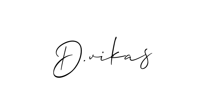 Use a signature maker to create a handwritten signature online. With this signature software, you can design (Allison_Script) your own signature for name D.vikas. D.vikas signature style 2 images and pictures png