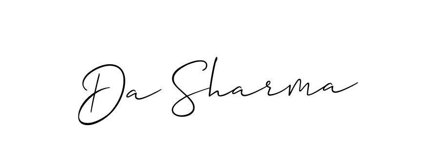 Design your own signature with our free online signature maker. With this signature software, you can create a handwritten (Allison_Script) signature for name Da Sharma. Da Sharma signature style 2 images and pictures png