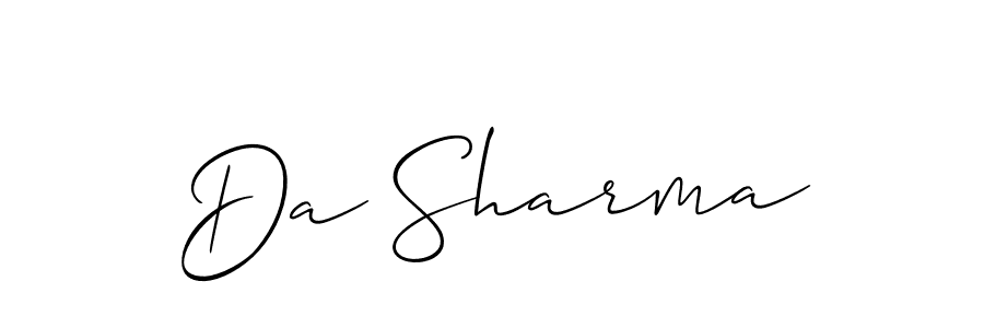 It looks lik you need a new signature style for name Da Sharma. Design unique handwritten (Allison_Script) signature with our free signature maker in just a few clicks. Da Sharma signature style 2 images and pictures png