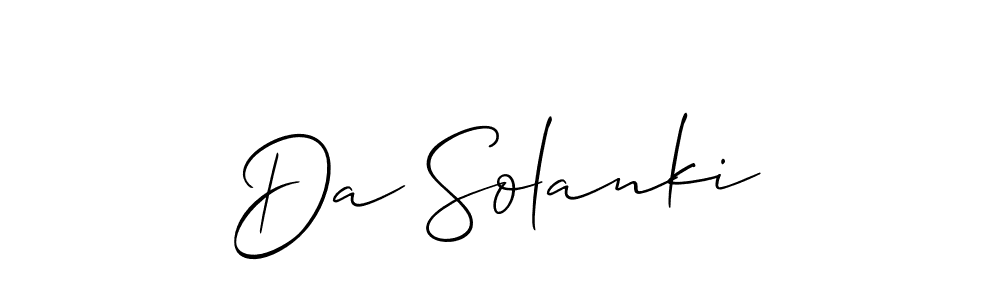 The best way (Allison_Script) to make a short signature is to pick only two or three words in your name. The name Da Solanki include a total of six letters. For converting this name. Da Solanki signature style 2 images and pictures png