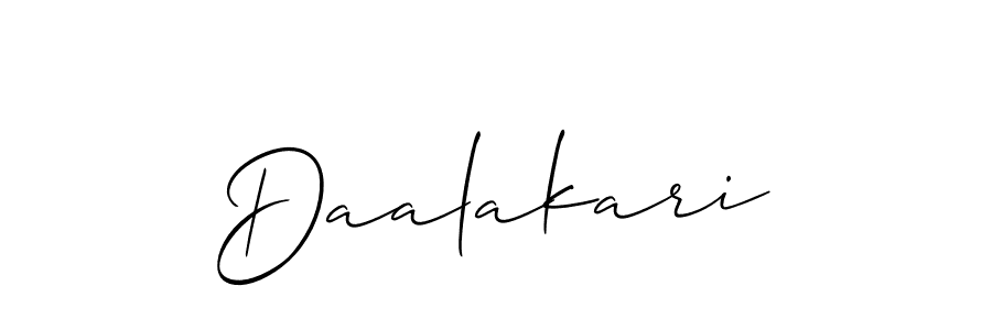 Also You can easily find your signature by using the search form. We will create Daalakari name handwritten signature images for you free of cost using Allison_Script sign style. Daalakari signature style 2 images and pictures png