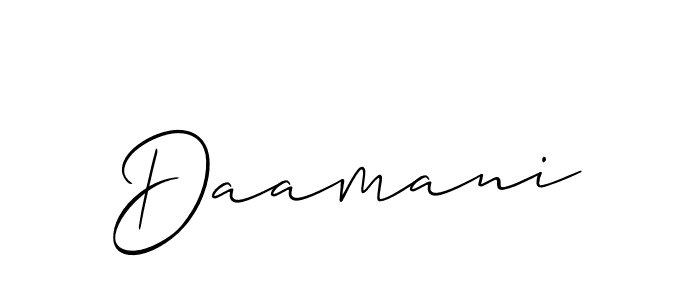 Daamani stylish signature style. Best Handwritten Sign (Allison_Script) for my name. Handwritten Signature Collection Ideas for my name Daamani. Daamani signature style 2 images and pictures png