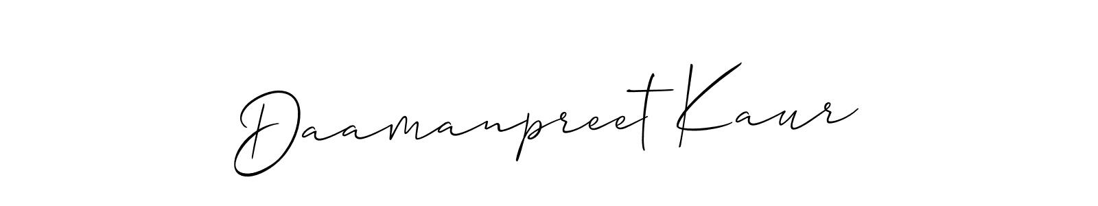 The best way (Allison_Script) to make a short signature is to pick only two or three words in your name. The name Daamanpreet Kaur include a total of six letters. For converting this name. Daamanpreet Kaur signature style 2 images and pictures png