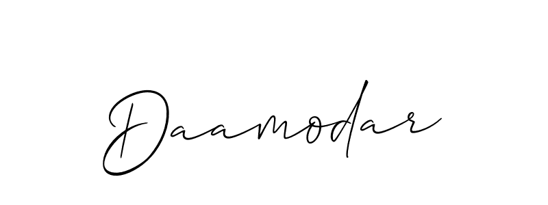 Also You can easily find your signature by using the search form. We will create Daamodar name handwritten signature images for you free of cost using Allison_Script sign style. Daamodar signature style 2 images and pictures png