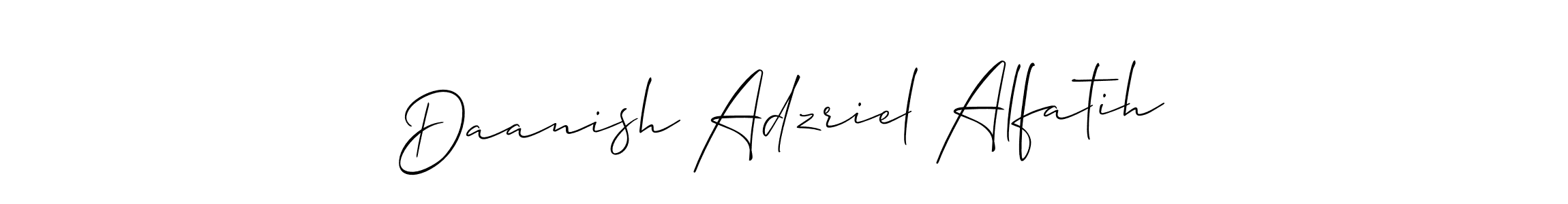 Daanish Adzriel Alfatih stylish signature style. Best Handwritten Sign (Allison_Script) for my name. Handwritten Signature Collection Ideas for my name Daanish Adzriel Alfatih. Daanish Adzriel Alfatih signature style 2 images and pictures png