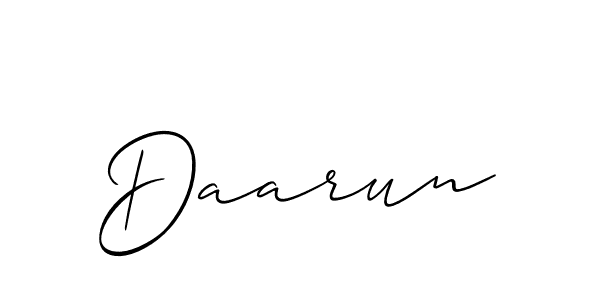 The best way (Allison_Script) to make a short signature is to pick only two or three words in your name. The name Daarun include a total of six letters. For converting this name. Daarun signature style 2 images and pictures png