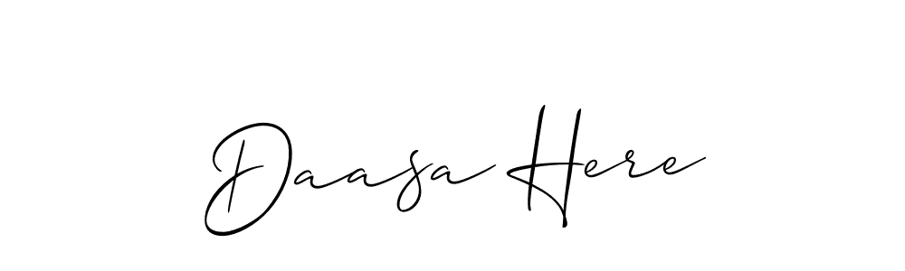 Also You can easily find your signature by using the search form. We will create Daasa Here name handwritten signature images for you free of cost using Allison_Script sign style. Daasa Here signature style 2 images and pictures png