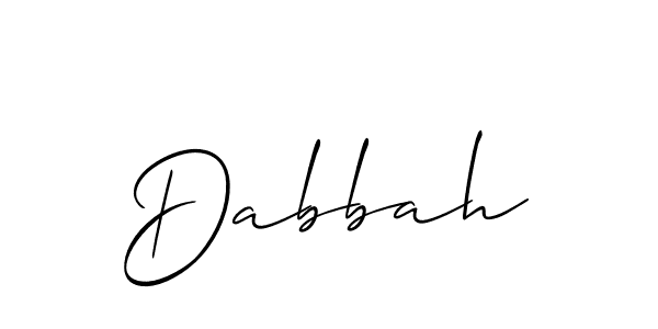 Use a signature maker to create a handwritten signature online. With this signature software, you can design (Allison_Script) your own signature for name Dabbah. Dabbah signature style 2 images and pictures png