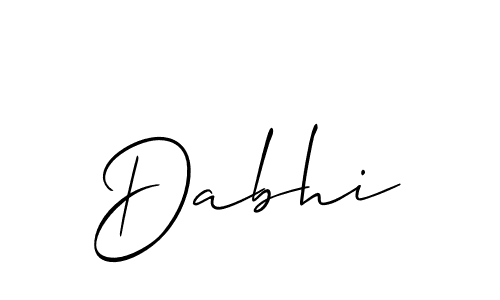 Make a beautiful signature design for name Dabhi. With this signature (Allison_Script) style, you can create a handwritten signature for free. Dabhi signature style 2 images and pictures png