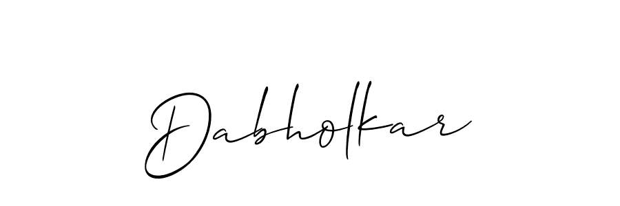 Also we have Dabholkar name is the best signature style. Create professional handwritten signature collection using Allison_Script autograph style. Dabholkar signature style 2 images and pictures png