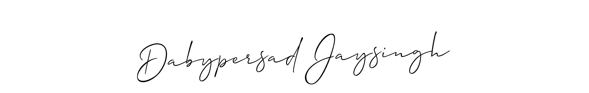 It looks lik you need a new signature style for name Dabypersad Jaysingh. Design unique handwritten (Allison_Script) signature with our free signature maker in just a few clicks. Dabypersad Jaysingh signature style 2 images and pictures png