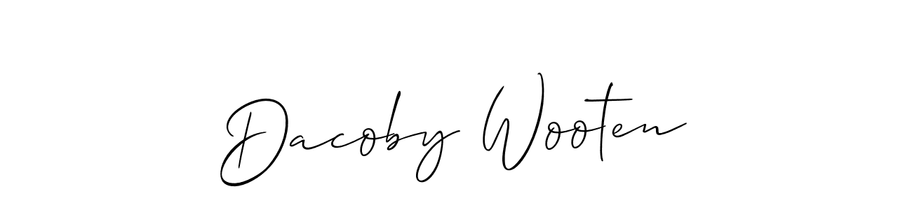 if you are searching for the best signature style for your name Dacoby Wooten. so please give up your signature search. here we have designed multiple signature styles  using Allison_Script. Dacoby Wooten signature style 2 images and pictures png