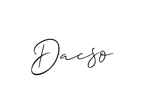 The best way (Allison_Script) to make a short signature is to pick only two or three words in your name. The name Dacso include a total of six letters. For converting this name. Dacso signature style 2 images and pictures png