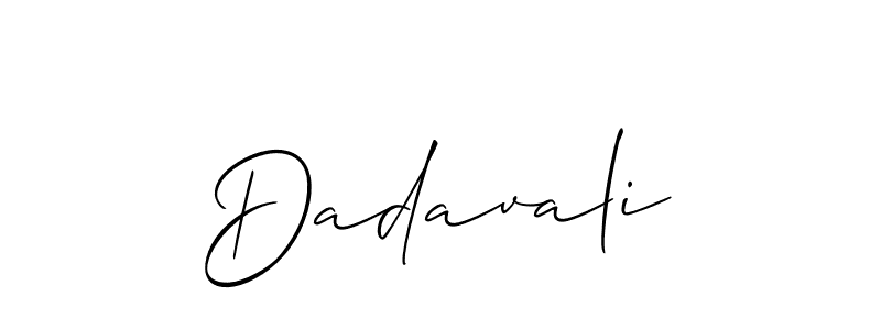 Use a signature maker to create a handwritten signature online. With this signature software, you can design (Allison_Script) your own signature for name Dadavali. Dadavali signature style 2 images and pictures png