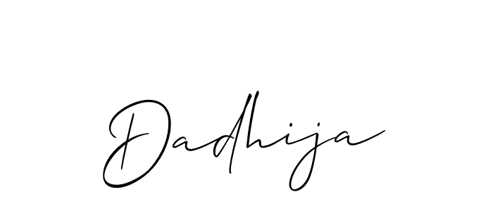 Use a signature maker to create a handwritten signature online. With this signature software, you can design (Allison_Script) your own signature for name Dadhija. Dadhija signature style 2 images and pictures png