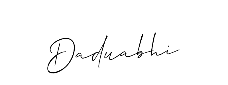 Use a signature maker to create a handwritten signature online. With this signature software, you can design (Allison_Script) your own signature for name Daduabhi. Daduabhi signature style 2 images and pictures png