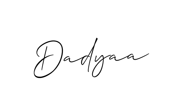 The best way (Allison_Script) to make a short signature is to pick only two or three words in your name. The name Dadyaa include a total of six letters. For converting this name. Dadyaa signature style 2 images and pictures png